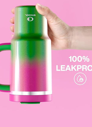 32 oz Tumbler with Handle and Straw: Stainless Steel Insulated Tumbler Keeps Cold for 24 Hours, Leakproof Travel Cup Fits in Cup Holder and BPA-Free, Fuchsia