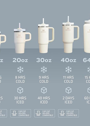 Stanley Quencher H2.0 Tumbler with Handle and Straw 40 oz | Flowstate 3-Position Lid | Cup Holder Compatible for Travel | Insulated Stainless Steel Cup | BPA-Free | Black Chroma