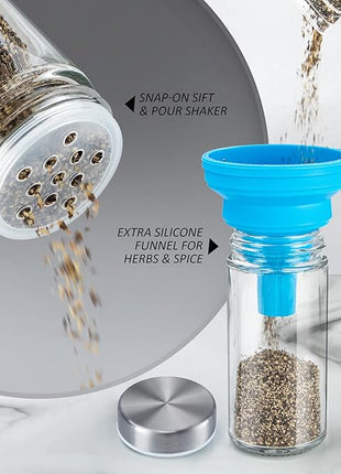 Rotating Spice Rack Organizer with Jars(20Pcs), Seasoning Organizer for Cabinet, Kitchen Spice Racks for Countertop, Revolving Stainless Steel Spice Organizer