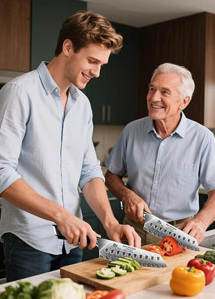 SHAN ZU Personalized Damascus Chef Knife 7 Inch, 67 Layers Damascus Steel 10Cr15CoMoV Sharp Kitchen Knife, Customized Gift for Father's Day, Mother's Day, Halloween, Christmas, Birthday, Wedding