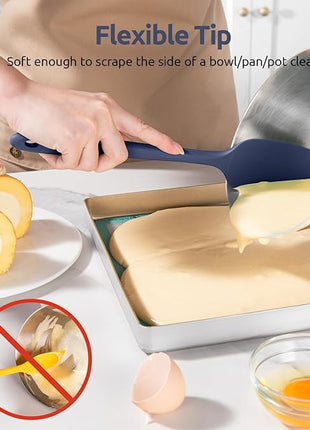 U-Taste Silicone Spoon Spatula Set, 600ºF High Heat Resistant Food Grade Flexible Rubber Scraper, Cooking Mixing Baking Kitchen Utensils Set of 3 (Midnight Blue)