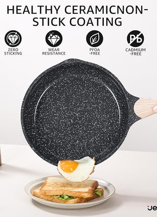 JEETEE 36Pcs Pots and Pans Set Non Stick, Cookware Set Non toxic Kitchen Healthy Induction Cooking Set W/Griddle, Sauté Pan, Baking Trays & Pancake Rake (PFOA, PFAS Free)