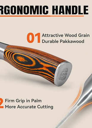 TUO Rocker Knife, 7 inch Salad Chopper Chef Knife for Herb Rocking and Veggie Chopping, Vegetable Cleaver in High Carbon Steel with Ergonomic Handle - Fiery Phoenix Series