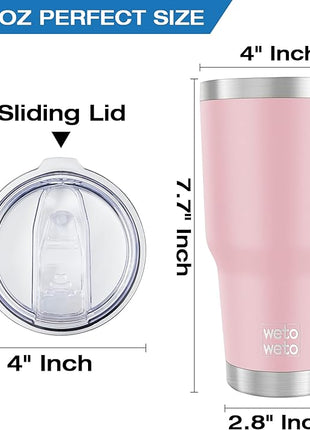WETOWETO 30oz Tumbler, Stainless Steel Vacuum Insulated Water Coffee Tumbler Cup, Double Wall Powder Coated Spill-Proof Travel Mug Thermal Cup for Home Outdoor (Ice Pink, 1 Pack)