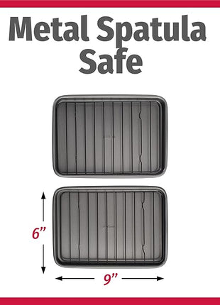 GoodCook Set of 2 Nonstick Steel 9" x 6.2" Toaster Oven Mini Baking Sheets with Racks, Gray