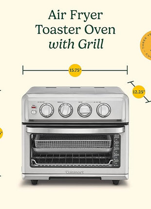 Cuisinart Air Fryer Toaster Oven with Grill, 1800W 8-1 Air Fryer Oven with Bake, Convection Bake, Grill, Broil and Warm Options, Large Capacity, 60-Minute Timer, TOA-70BKS, Black SS