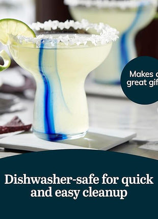 Libbey Blue Ribbon Stemless Margarita Glasses, Shallow Bowl Lightweight Margarita Glasses Set of 6, Margarita Set for Parties