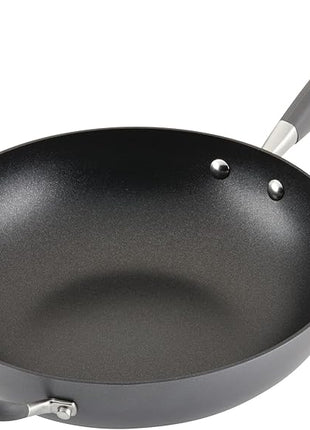 Anolon Advanced Home Hard Anodized Nonstick Pan, Stir Fry w/Helper Handle (12"), Moonstone