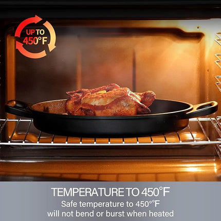 S·KITCHN Cast Aluminum Griddle Pan for Stovetop with Lid - Lighter than Cast Iron Skillet,Round Frying Pans Nonstick Grill Pan Dishwasher & Oven Safe,12IN