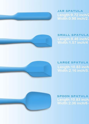 4 Piece Silicone Spatula Set, Flexible Heat Resistant Non-scratch Baking Cooking Rubber Spatulas with Stainless Steel Core, Blue