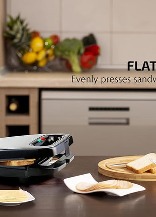 OVENTE Electric Sandwich Maker with Non-Stick Plates, Indicator Lights, Cool Touch Handle, Easy to Clean and Store, Perfect for Cooking Breakfast, Grilled Cheese, Tuna Melts and Snacks, Black GPS401B