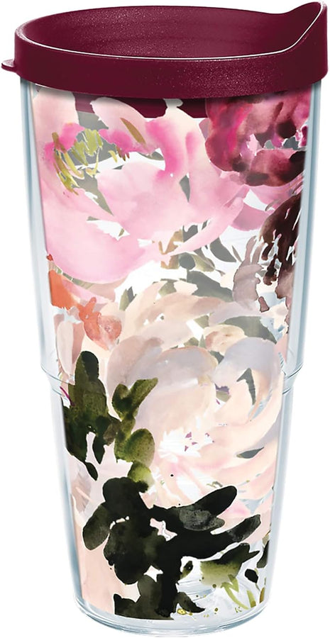 Tervis Kelly Ventura - Floral Collection Made in USA Double Walled Insulated Tumbler Travel Cup Keeps Drinks Cold & Hot, 24oz - Classic, Posy