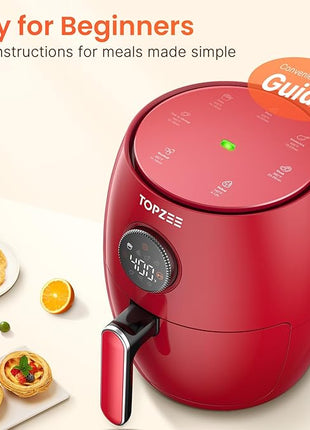 Small Compact Air Fryer, 2.1QT, 4-in-1 Small Mini Airfryer, Bake, Roast, Reheat, 98% Less Oil, Adjustable Temperature Control w/ 60min Timer, Quiet, Nonstick & Dishwasher Safe Basket, BPA-Free, Red