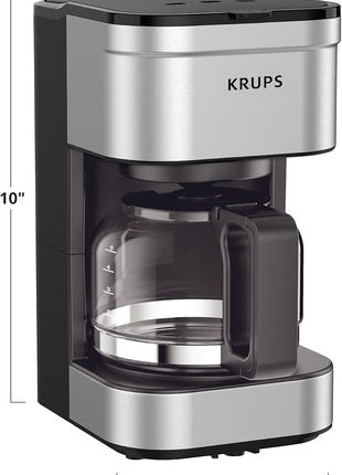 KRUPS Simply Brew Compact 5 Cup Coffee Maker: Stainless Steel Design, Pause & Brew, Keep Warm, Reusable Filter, Drip-Free Carafe