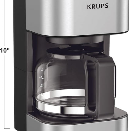 KRUPS Simply Brew Compact 5 Cup Coffee Maker: Stainless Steel Design, Pause & Brew, Keep Warm, Reusable Filter, Drip-Free Carafe