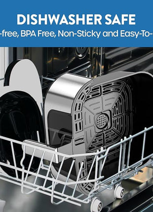 ECOWELL Air Fryer,Compact Large 6 Quart,Stainless Steel Air Fryer, 8 Food Presets,Touch Screen,BPA-Free, Up to 95% Less Oil*, Roast,Bake, Dry, Reheat,Broil, 120V,Dishwasher-Safe 1700W, Black, TXS5T2