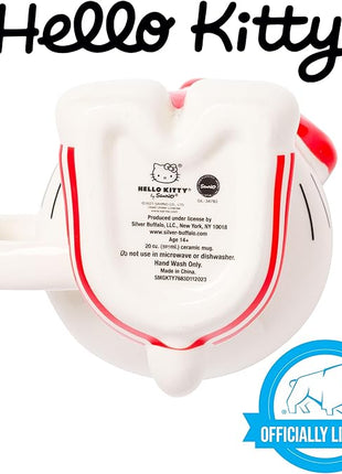 Silver Buffalo Sanrio Hello Kitty Holding Love Heart Ceramic 3D Sculpted Mug, 20 Ounces