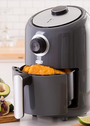 DASH Compact Air Fryer Oven Cooker with Temperature Control, Non-stick Fry Basket, Recipe Guide + Auto Shut off Feature, 2 Quart - Grey