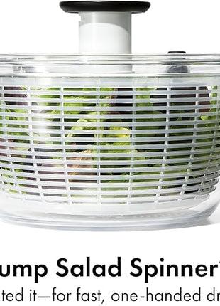 OXO Good Grips Salad Spinner | Lettuce Spinner | Fruit Washer | Fruit Washing Bowl with Strainer | Vegetable Cleaner | Salad Cleaner | Lettuce Washer | 6.22 Quart Capacity