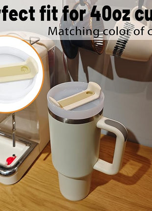 40 OZ Tumbler Lid Replacement Fit for Stanley Cup, 2 Pack Clear Replacement Lids Fit for Stanley Travel Tumbler, Spill Proof Tumbler Covers for Stanley Cup Accessories (Opaque - Cream)