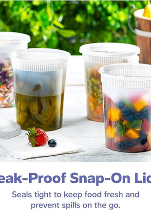 GUSTO [32 oz. - 24 Count Plastic Deli Containers with Lids - Disposable Food Storage Containers With Airtight Lids, Ideal for Soups, Stews, and Meal Prep