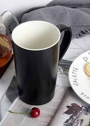 Smilatte 20 Ounces Extra Large Coffee Mug, M007 Plain Tall Big Ceramic Latte Cappuccino Tea Cup with Handle for Dad Men Boss Coworkers,Ideal Mugs for Office Home Daily Use, Black