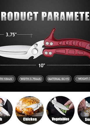 DRAGON RIOT Heavy Duty Poultry Shears - A Must Have Kitchen Shears for Chicken and Meat Cutting - Dishwasher Safe and Stainless Food Kitchen Scissors for Thanksgiving