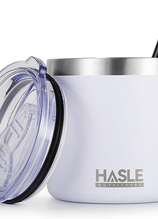 HASLE OUTFITTERS 10oz Insulated Tumblers with Lid and Straw,Stainless Steel Tumbler Travel Coffee Mug,Double Wall Reusable Tumbler Cup for Iced and Hot Drinks(White,1 Pack)