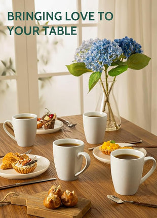 Sweese Porcelain Coffee Mugs - 16 Ounce (Top to the Rim) for Coffee, Tea, Cocoa, Set of 4, Dove Grey