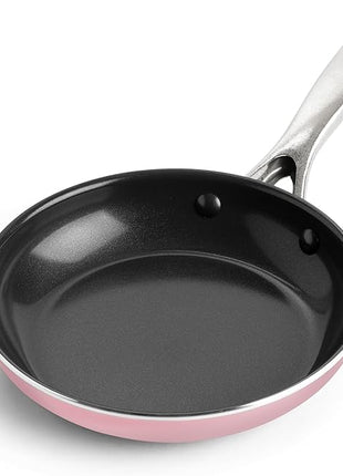 Blue Diamond 8" Nonstick Frying Pan Skillet, Ceramic Diamond Infused PFAS-Free, Dishwasher & Oven Safe, Stay Cool Handle, Durable Non Toxic Metal Utensil Safe, Egg & Omelet Pan, Pink