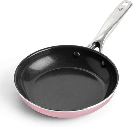 Blue Diamond 8" Nonstick Frying Pan Skillet, Ceramic Diamond Infused PFAS-Free, Dishwasher & Oven Safe, Stay Cool Handle, Durable Non Toxic Metal Utensil Safe, Egg & Omelet Pan, Pink