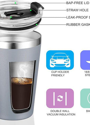VEGOND 12oz Tumbler Stainless Steel Tumbler bulk Vacuum Insulated Double Wall Travel Tumbler with Lid and Straw Reusable Tumbler, Grey 6 Pack