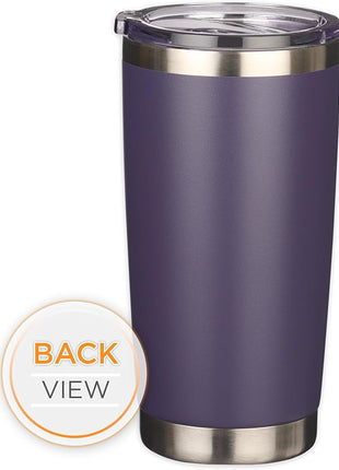 Christian Art Gifts Stainless Steel Double Wall Vacuum Insulated Tumbler 18 oz Purple Bible Verse Travel Mug with Retractable Lid for Women with Bible Verse - Be Still & Know - Psalm 46:10