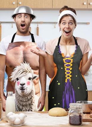 Funny Men Cooking Grilling Aprons Belly BBQ Funny Gag Gifts for Christmas, White Elephant Gift Exchange (Goat, One Size)