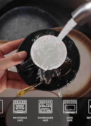 Lareina 3-Ounce Espresso Cups Set of 4, Small Stackable Coffee Cups with Saucers, Spoons and Metal Stand, Ceramic Demitasse Mugs, Espresso Accessories for Machine, Black