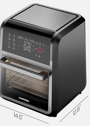Chefman 12-Quart 6-in-1 Air Fryer Oven with Digital Timer, Touchscreen, and 12 Presets - Family Size Countertop Convection Oven, Dishwasher-Safe Parts