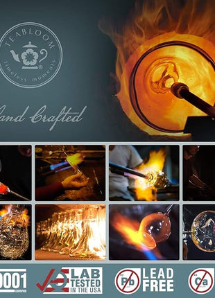 Teabloom Stovetop & Microwave Safe Glass Teapot with Removable Loose Tea Glass Infuser – Includes 2 Blooming Teas – 2-in-1 Tea Kettle and Tea Maker – Tea Purist's Choice