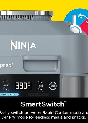 Ninja SF301 Speedi Rapid Cooker & Air Fryer, 6-Quart Capacity, 12-in-1 Functions to Steam, Bake, Roast, Sear, Sauté, Slow Cook, Sous Vide & More, 15-Minute Speedi Meals All In One Pot, Sea Salt Gray