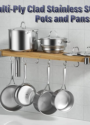 Cooks Standard Multi-Ply Clad Stainless Steel Cookware Set, 9 Piece, Silver