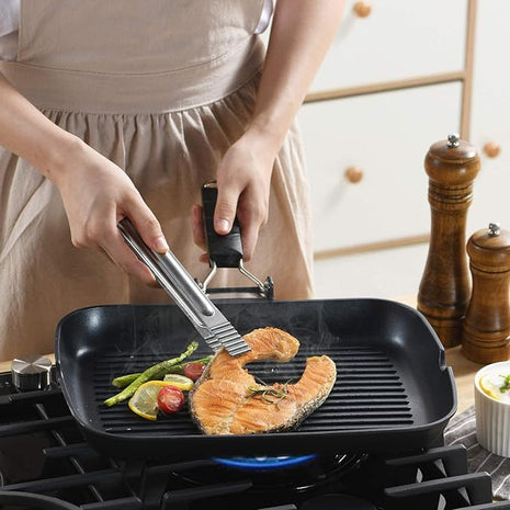 SKITCHN Grill Pan with Folding Handle, Nonstick Indoor BBQ Grilling Pan - 13 9IN