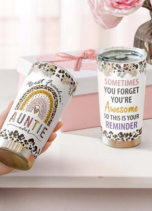 Macorner Aunt Gifts Tumbler - Stainless Steel 20oz - Best Auntie Ever Gift - Birthday & Christmas Idea for Aunt from Niece or Nephew