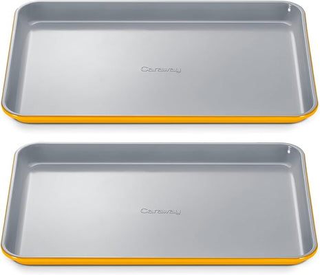 Caraway Non-Stick Ceramic Medium Baking Sheet - Naturally Slick Ceramic Coating - Non-Toxic, PTFE & PFOA Free - Perfect for Baking, Roasting, and More - Medium (15" x 10") - Marigold