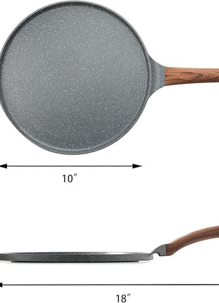 SENSARTE Nonstick Crepe Pan, Swiss Granite Coating Dosa Pan Pancake Flat Skillet Tawa Griddle 10-Inch with Stay-Cool Handle, Induction Compatible