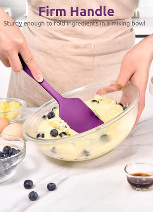 Heat Resistant Silicone Spatula Set: U-Taste 600ºF High Temp Seamless Food Grade Utensil, Flexible Rubber Silicon Kitchen Cooking Mixing Baking Scraper for Nonstick Cookware Set of 4 (Purple)