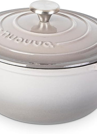 Cast Iron Pot with Lid – Non-Stick Ovenproof Enamelled Casserole Pot, Oven Safe up to 500° F – Sturdy Dutch Oven Cookware – Grey, 5-Quart, 24cm – by Nuovva