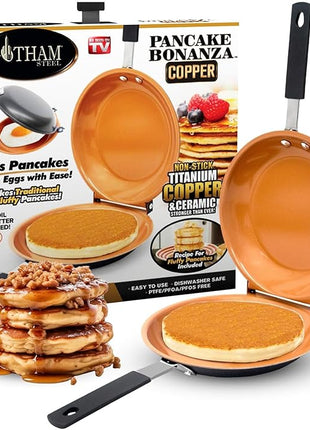 Gotham Steel Double Sided Pan, The Perfect Pancake Maker – Ceramic Nonstick Copper Easy to Flip Pancake Griddle for Fluffy Pancakes, Omelette Maker, Frittata Maker & More! Dishwasher Safe