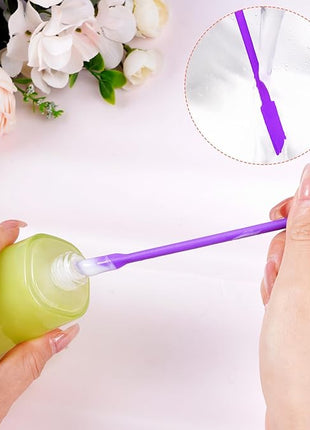 4pcs Mini Silicone Spatula Set, 3 Size Makeup Spatula Small Rubber Spatula for Thin Jar Skinny Openings Bottles, Tiny Scraper for Kitchen and Cosmetic, Multipurpose Scraping Mixing Tools (Purple)