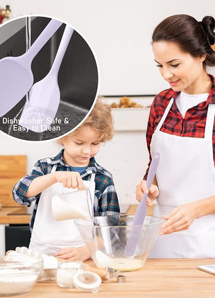 Silicone Spatula Set of 6, Heat-Resistant Food Grade, Nonstick Rubber Kitchen Utensils with Stainless Steel Core for Cooking, Baking & Mixing (Purple)