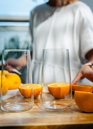 Krosno Water Glasses, Set of 4, Capacity 20 fl oz, Infinity Collection, Thin Highball Glasses,Clear Tall Glass Cups For Water, Juice, Drinks, and Cocktails, Dishwasher Safe, Made in Europe