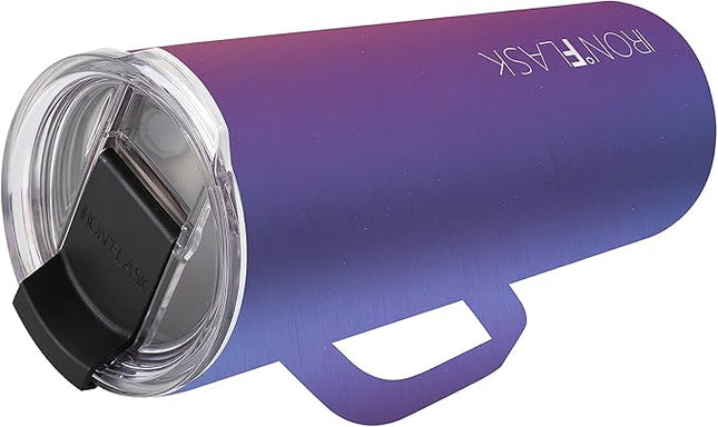 IRON °FLASK Grip Novelty Coffee Mug - Leak Proof, Vacuum Insulated Stainless Steel Bottle, Double Walled, Thermo Travel, Hot Cold, Water Metal Canteen - Aurora, 24 Oz - Classic Bottom